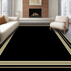Banded Black Geometric Frame Rug