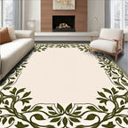 Green Floral Vine Border Design Rug