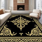 Elaborate Gold Floral Motif Rug