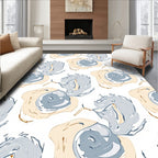 Soft Swirl Organic Blue Beige Pattern Rug