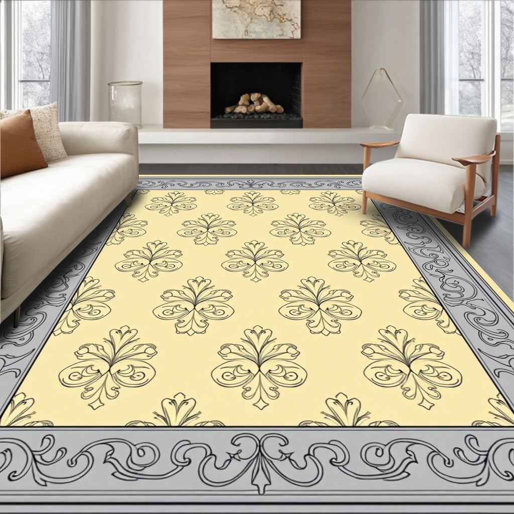 Ornate Scrollwork Pattern Decorative Accent Rug