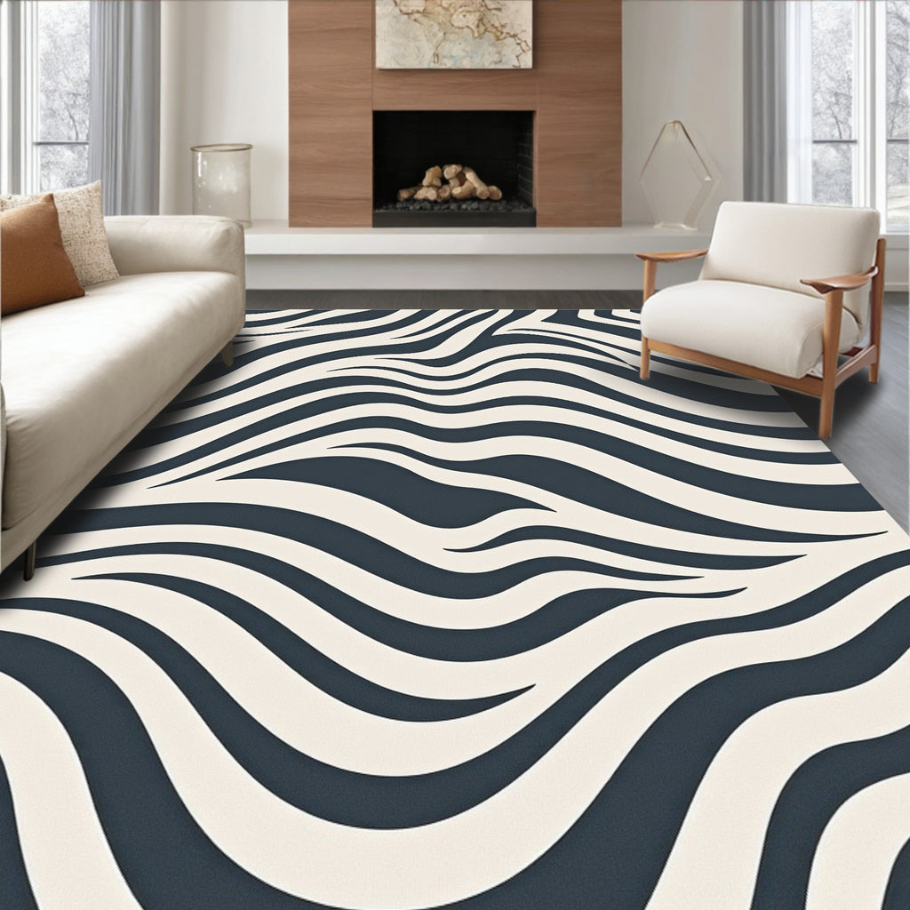 Abstract Zebra Stripe Pattern Rug
