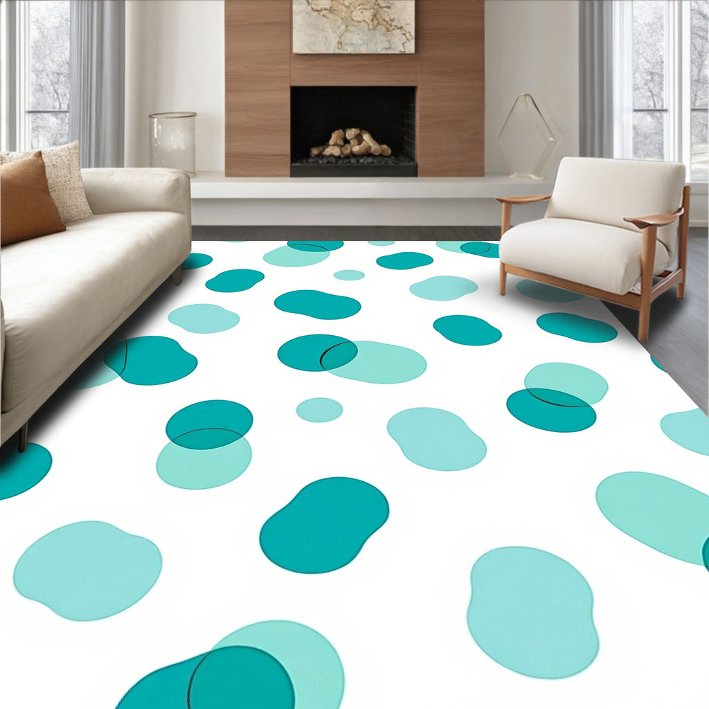 Teal Aqua Droplet Pattern Rug