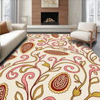 Pink Paisley Floral Vine Design Rug