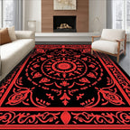 Red Floral Mandala Design Rug