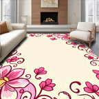 Pretty Pink Floral Vines Design Rug