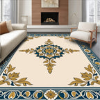 Grand Floral Medallion Blue Gold Rug