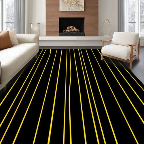 Black and Yellow Vertical Stripe Rug