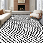 Wavy Grid Abstract Line Art Rug