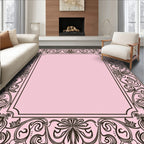 Elegant Floral Swirl Border Design Rug