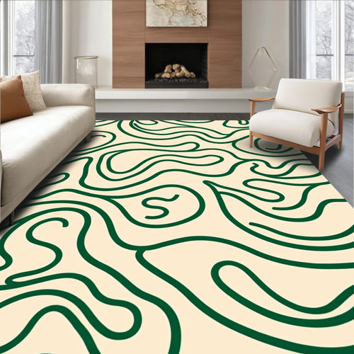 Abstract Green Swirl Pattern Rug