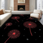 Abstract Red Dandelion Pattern Rug