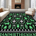 Jolly Green Reindeer Evergreen Forest Rug