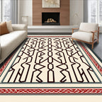 Intricate Geometric Red Border Rug