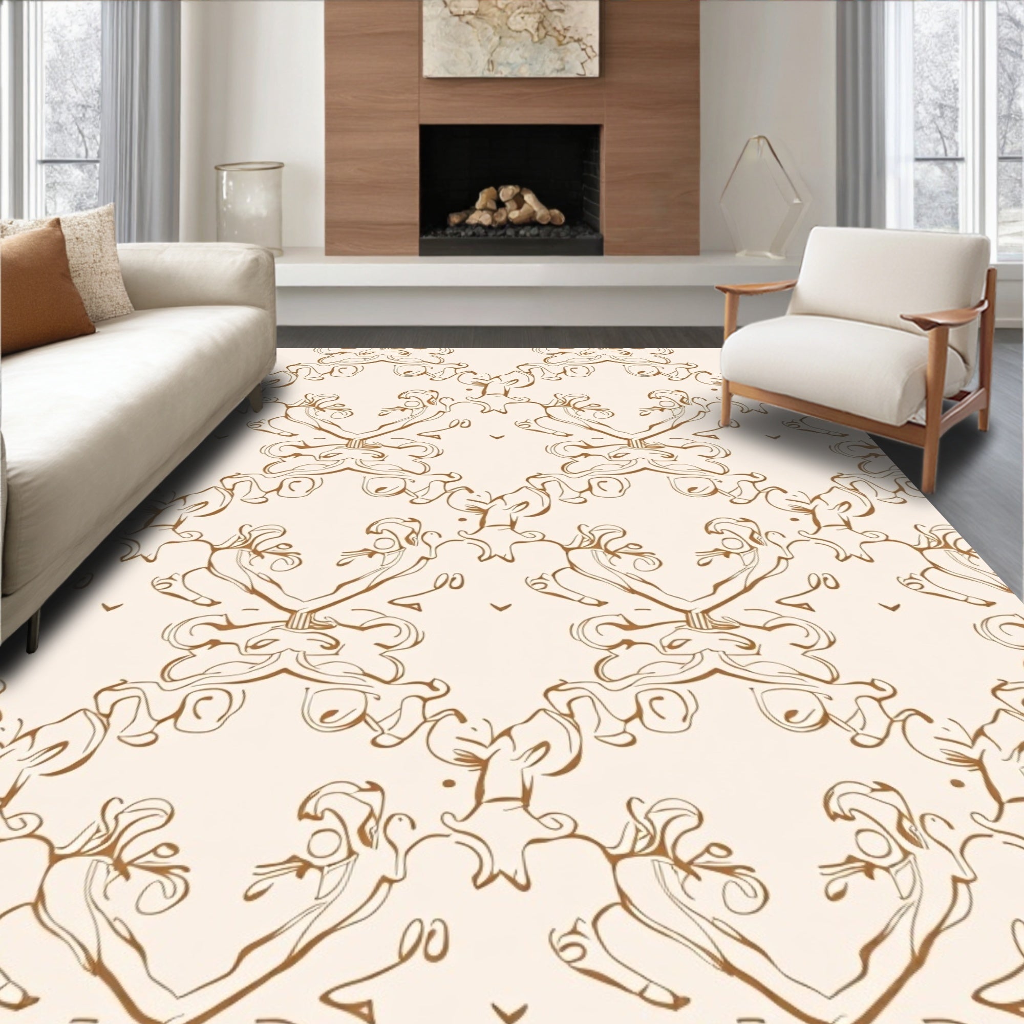 Ornate Swirls Elegant Pattern Rug
