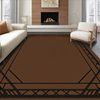 Elegant Black Geometric Deco Frame Rug