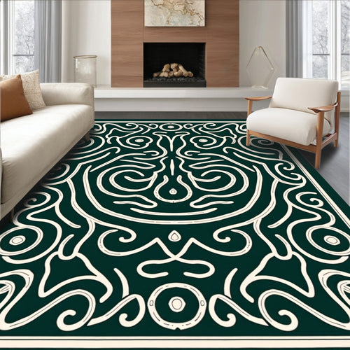 Abstract Swirls With Decorative Face Design Rug