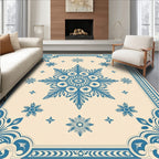 Ornate Blue Floral Mandala Pattern Rug