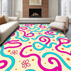 Playful Wavy Line Dot Pattern Rug