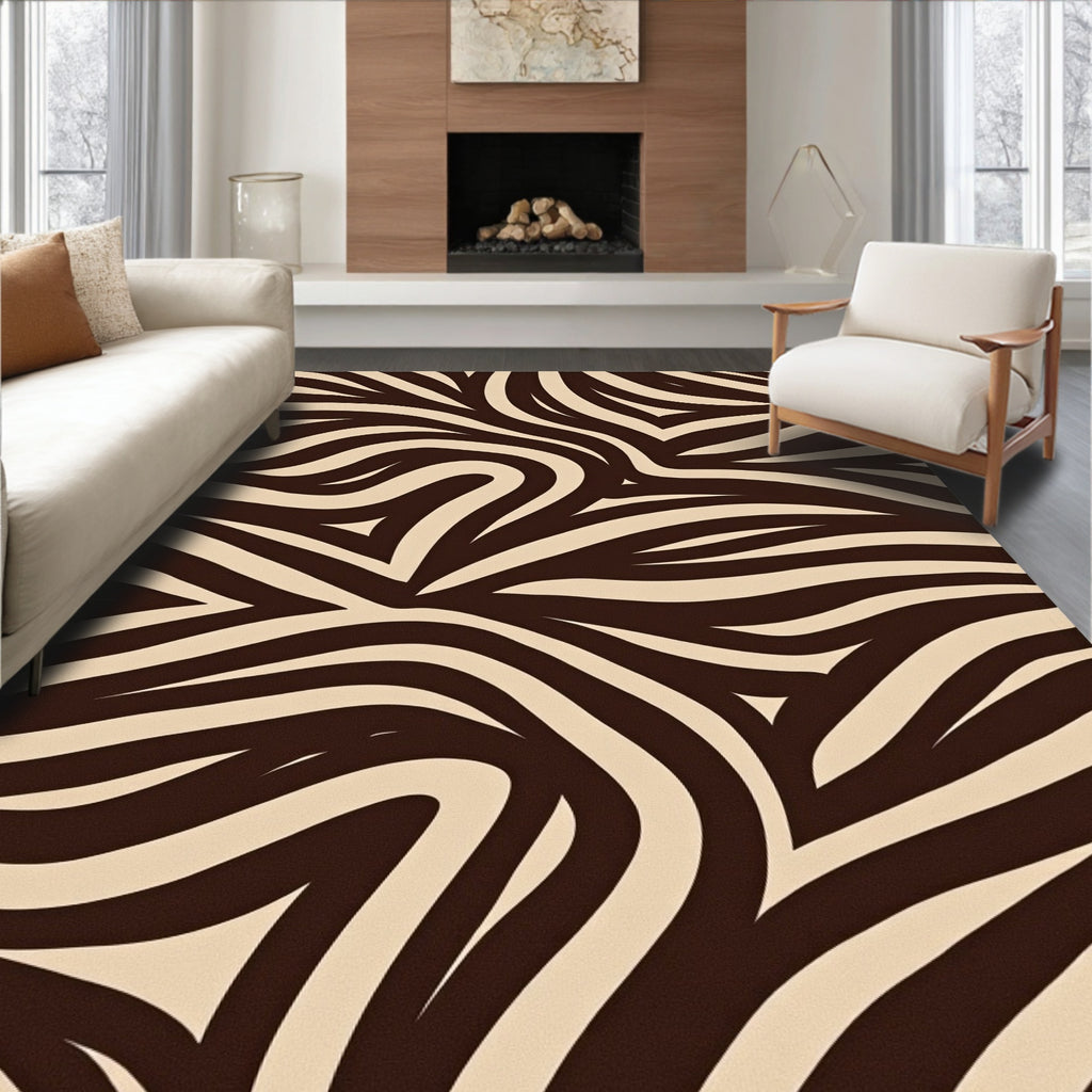 Jaguar Pattern Wavy Abstract Design Rug