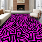 Hot Pink Abstract Maze Pattern Rug