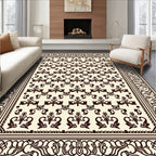 Dark Brown Classic Floral Pattern Rug