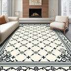 Classic Green Floral Lattice Pattern Rug