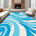 Cool Blue Swirl Abstract Pattern Rug