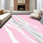 Pink Gray White Wavy Stripes Rug