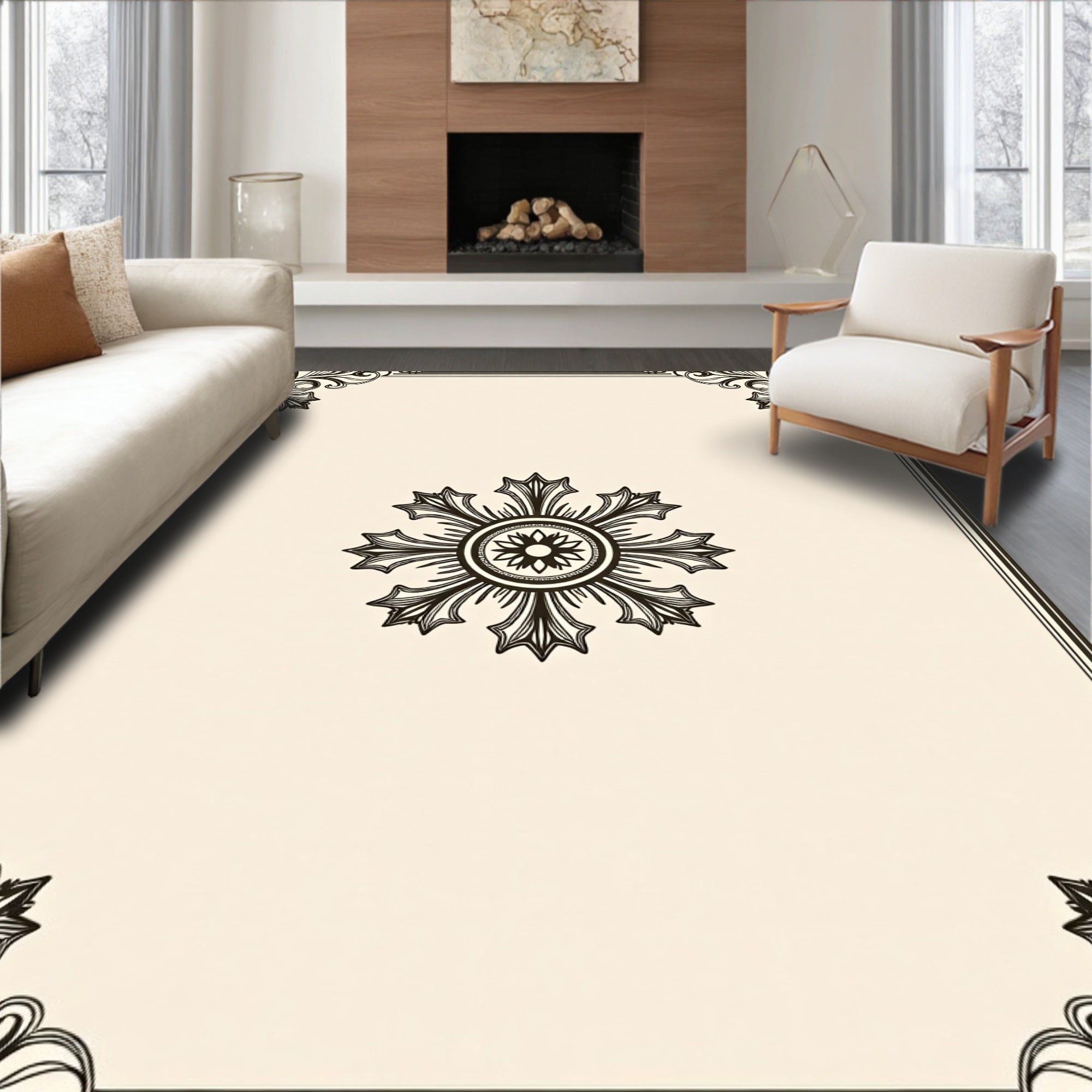 Ornate Floral Medallion Style Rug