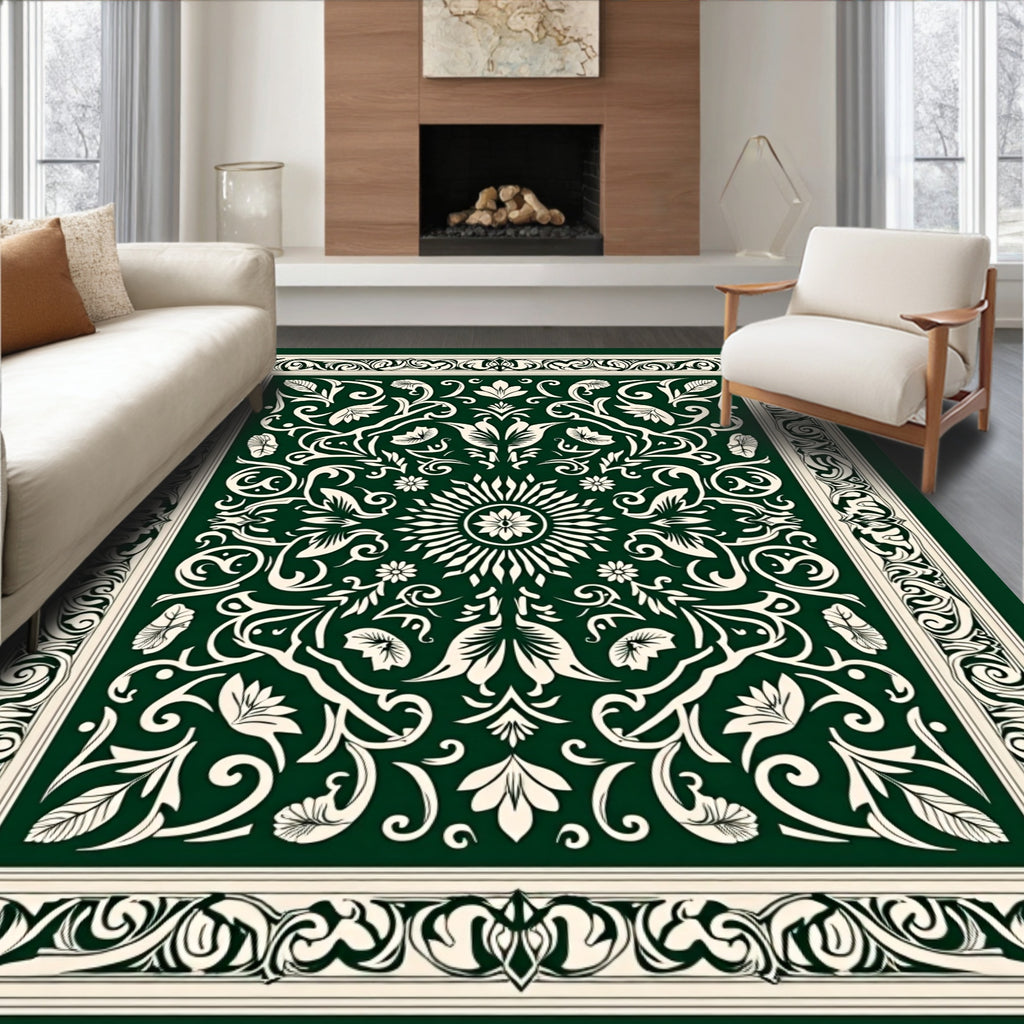 Elaborate Floral Crest Pattern Rug