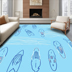 Blue Surfboard Aquatic Pattern Rug