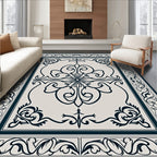 Classic Floral Medallion Border Design Rug