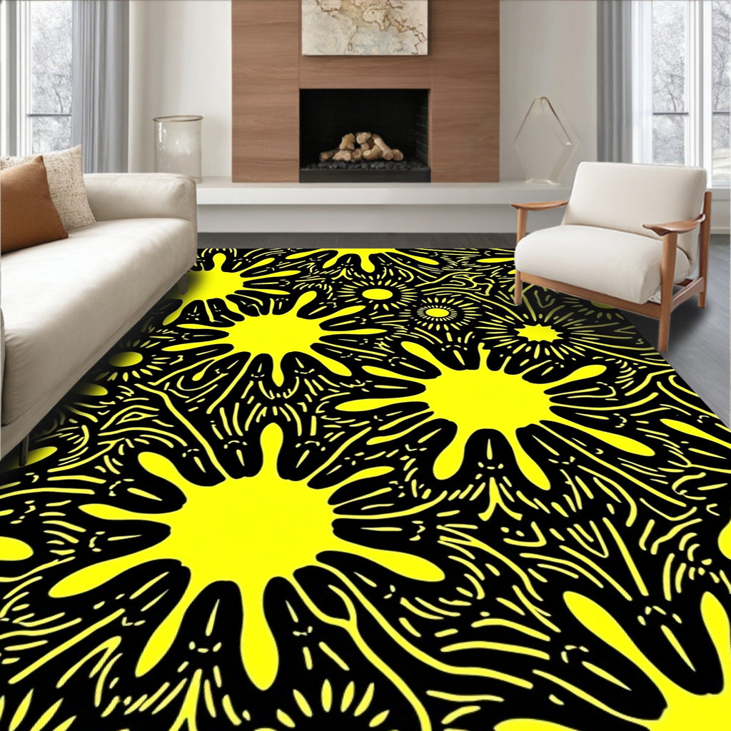 Bright Yellow Splatter Pattern Rug