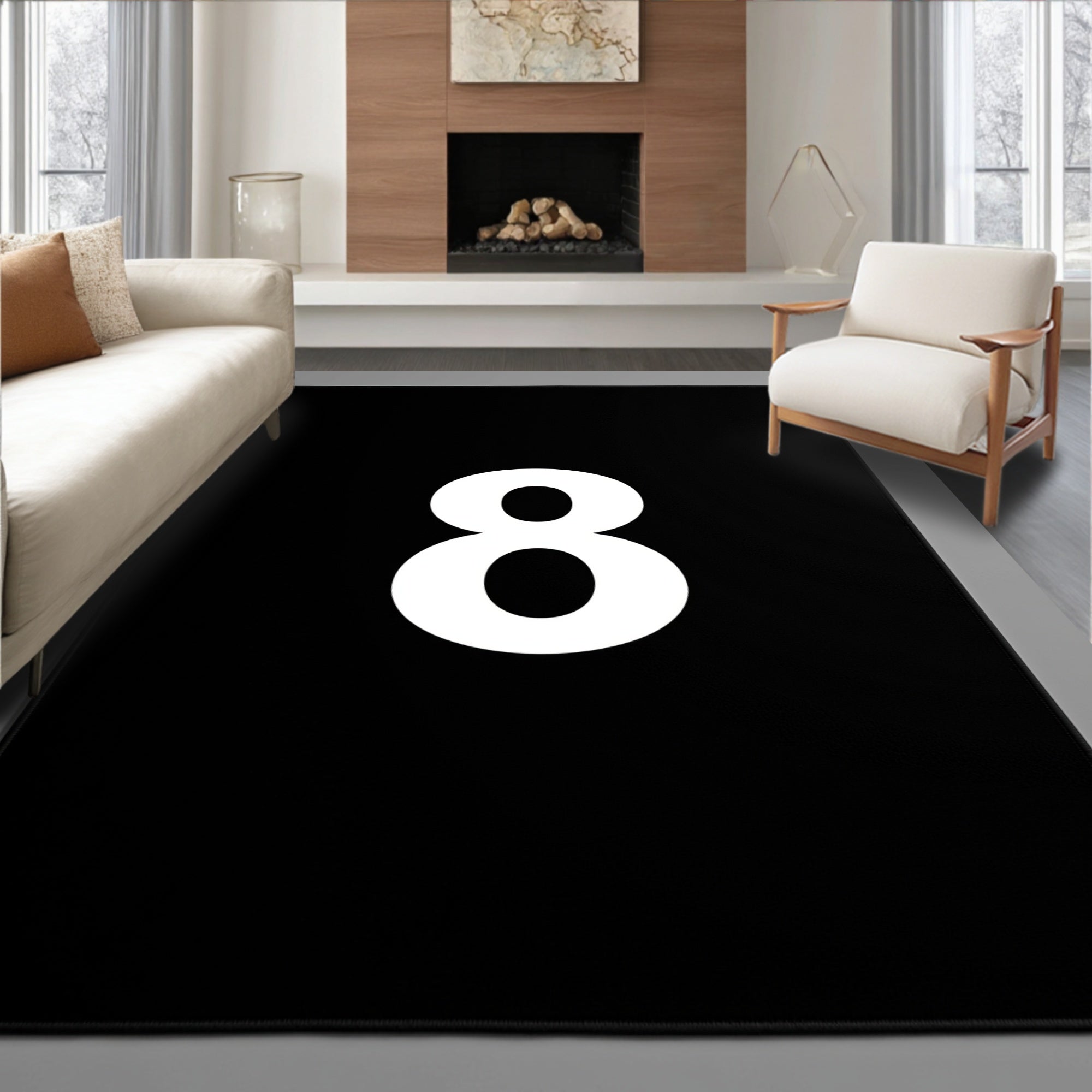 Bold Number 8 Black And White Rug