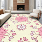 Delicate Pink Floral Pattern Design Rug