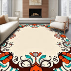 Elegant Ornate Floral Border Rug
