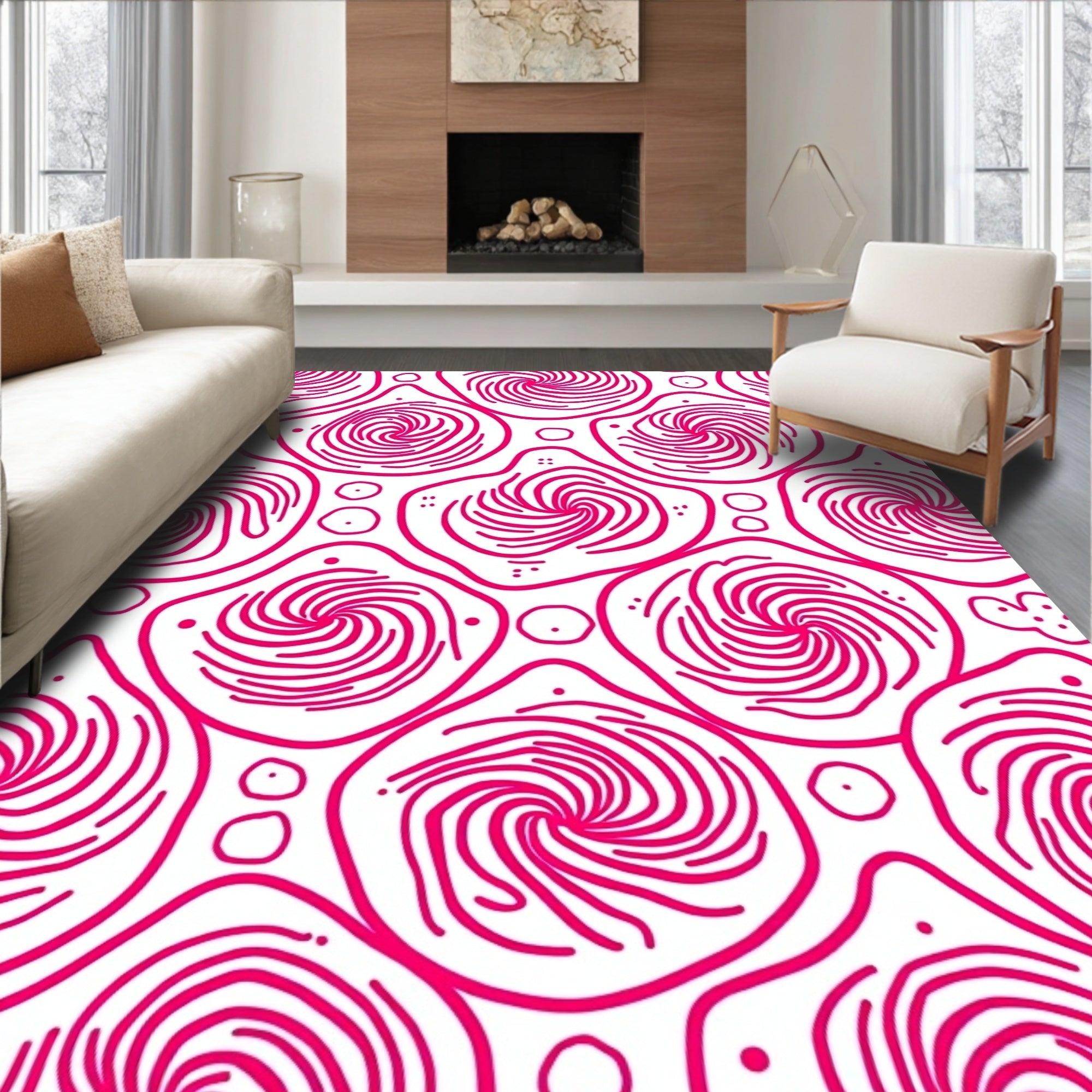 Swirling Spiral Pattern Design Rug
