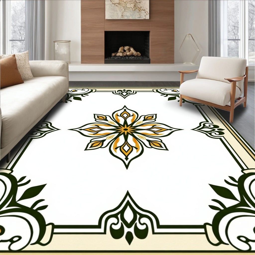Ornate Floral Bordered Medallion Rug
