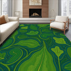 Green Leafy Organic Pattern Rug