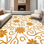 Golden Swirl Floral Design Rug