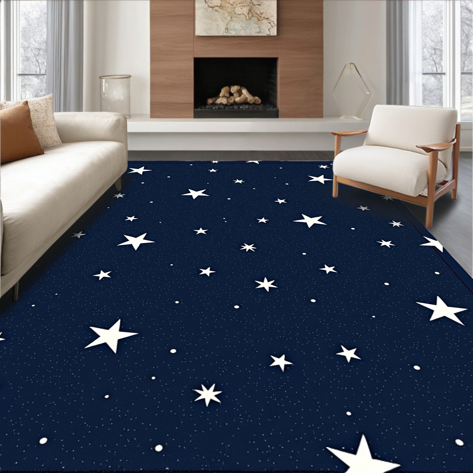 Night Sky Star Pattern Rug