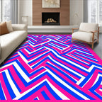 Bold Blue White Pink Zigzag Pattern Rug
