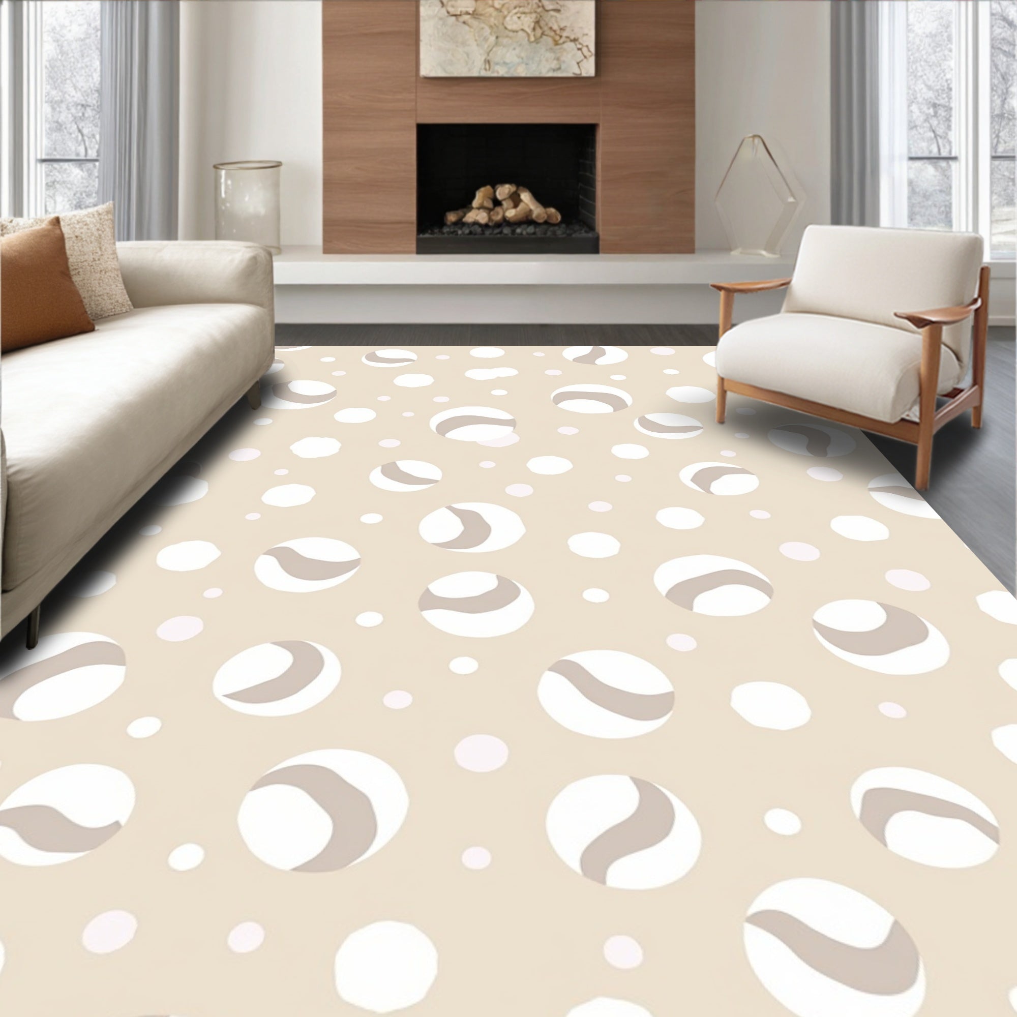 Neutral Tone Marble Pattern Rug