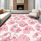 Whimsical Pink Floral Swirls Rug