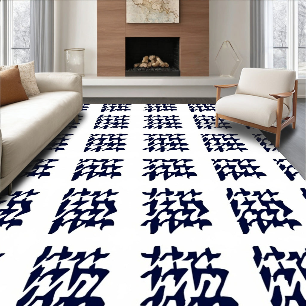 Classic Houndstooth Patterned Rug