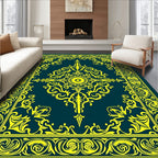 Yellow Floral Inlay Pattern Rug