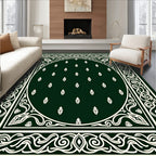 Dark Green Ornamental Pattern Rug