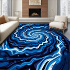 Deep Blue Swirl Abstract Pattern Rug