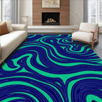 Organic Swirl Navy and Green Pattern Rug